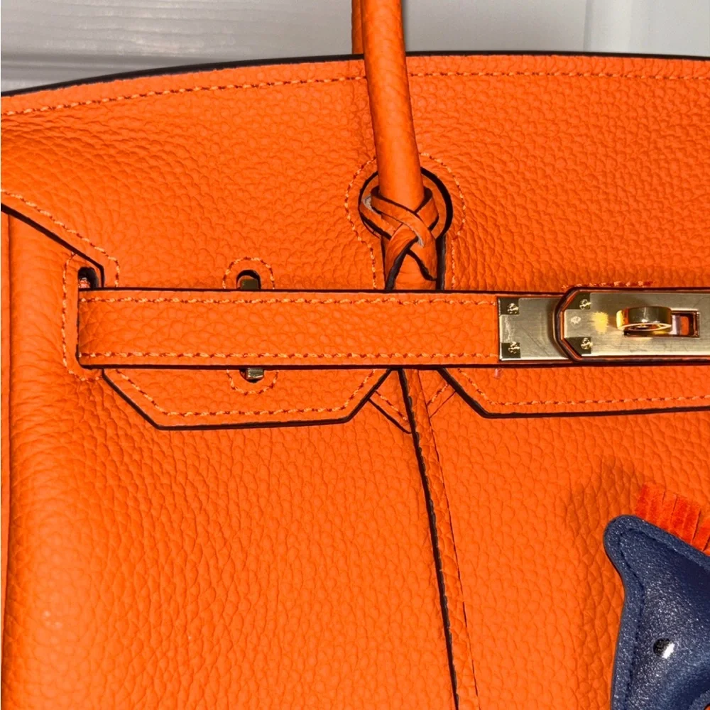 Orange genuine leather wirkin